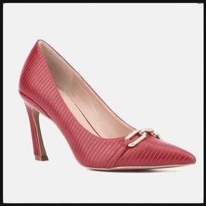 NWT New York & Co Katerina Lizard Women's Embossed Red Heels Size 10